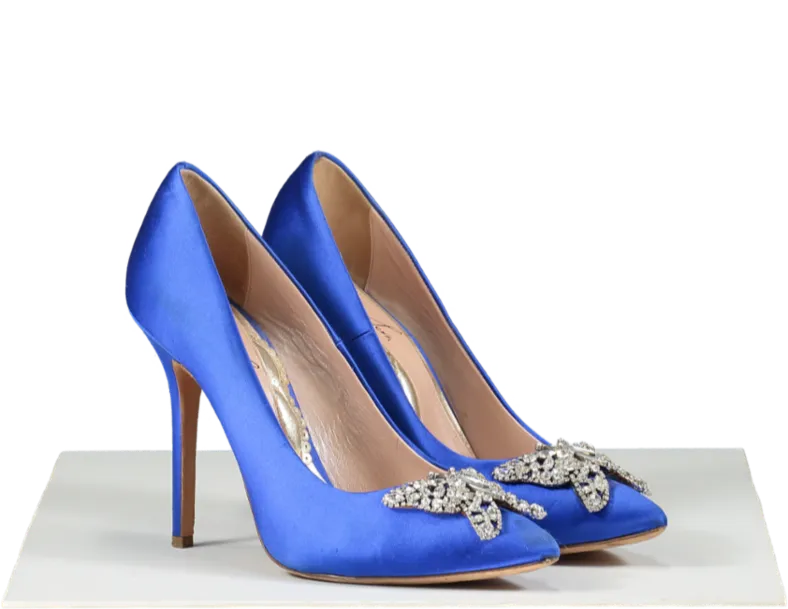 Aruna Seth Blue Satin Embellished Stilettos UK 7 EU 40 